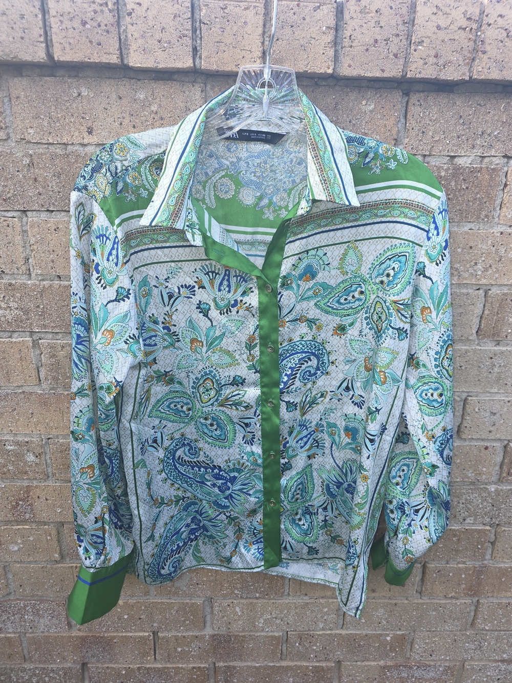 Zara Green Paisley Button-Down Shirt